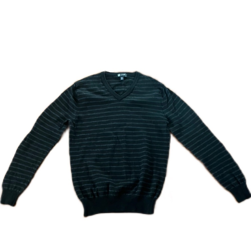 J Crew V Neck Merino Wool Striped Sweater